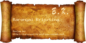 Baronyai Krisztina névjegykártya